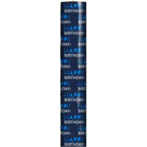 Picture of HAPPY BIRTHDAY DARK BLUE WRAPPING ROLL 70CM X 3 METERS